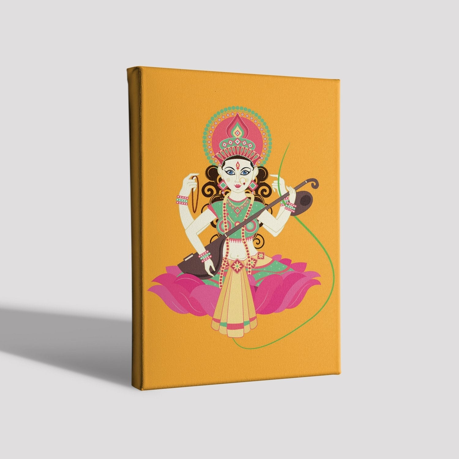 Goddess Saraswati Painting - Meri Deewar 2 : 3 Vertical Premium Wall Art Canvas by MeriDeewar