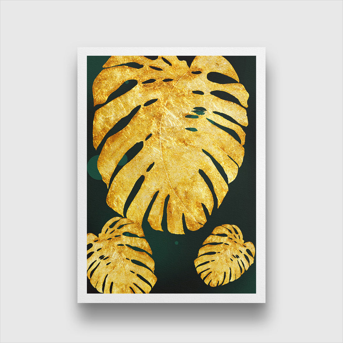 Gold Tropical Leaf Painting 3 : 4.2 Vertical Premium Wall Art Canvas by MeriDeewar
