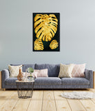 Gold Tropical Leaf Painting 3 : 4.2 Vertical Premium Wall Art Canvas by MeriDeewar