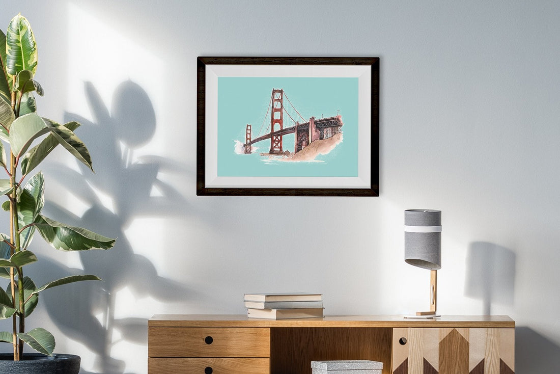 Golden Gate Bridge Illustration Painting - Meri Deewar 3 : 2 Horizontal Premium Wall Art Canvas by MeriDeewar