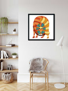 Gond Art lion Illustration Painting 1 : 1 Square Premium Wall Art Canvas by MeriDeewar