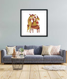 Gond Painting Herd of Deer Painting 1 : 1 Square Premium Wall Art Canvas by MeriDeewar