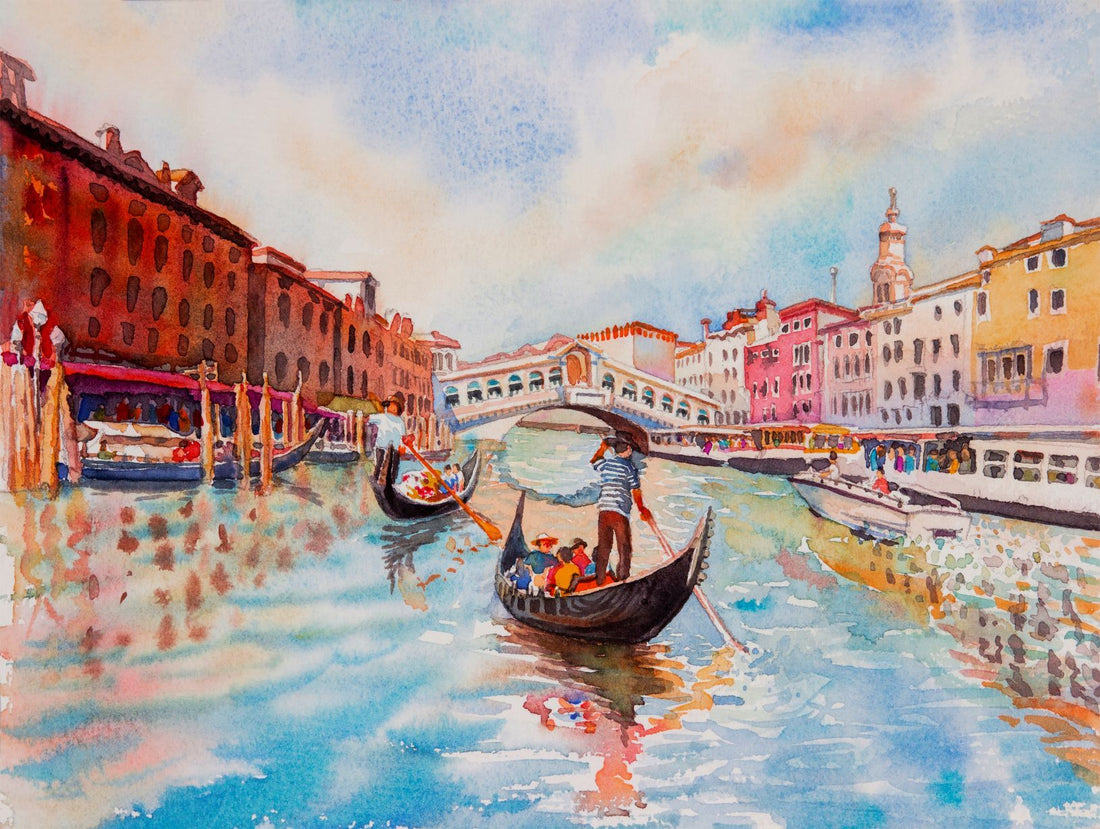 Gondola Venice Painting - Meri Deewar 4 : 3 Horizontal Premium Wall Art Canvas by MeriDeewar