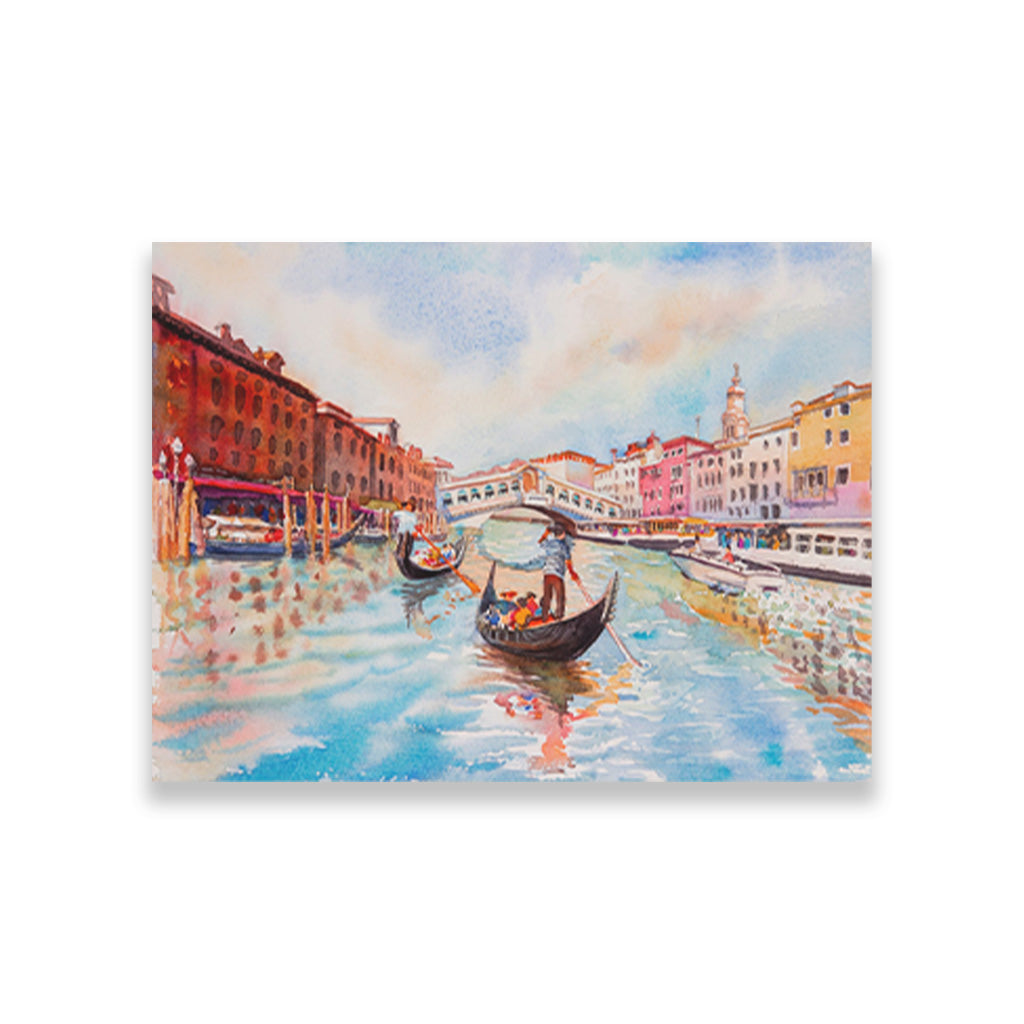 Gondola Venice Painting - Meri Deewar 4 : 3 Horizontal Premium Wall Art Canvas by MeriDeewar