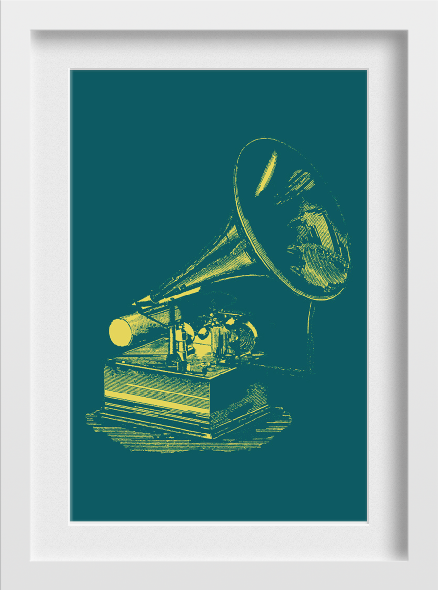 Gramophone Vintage Painting - Meri Deewar 2 : 3 Vertical Premium Wall Art Canvas by MeriDeewar