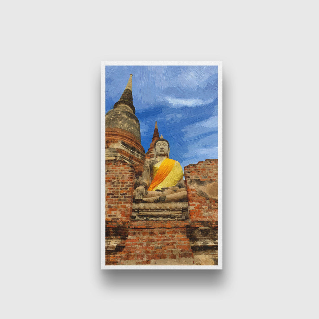 Great Buddha Statue Painting-Meri Deewar 2 : 3 Vertical Premium Wall Art Canvas by MeriDeewar
