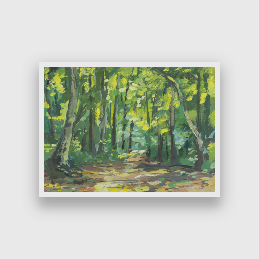 Green Forest Gouache Painting 4 : 3 Horizontal Premium Wall Art Canvas by MeriDeewar