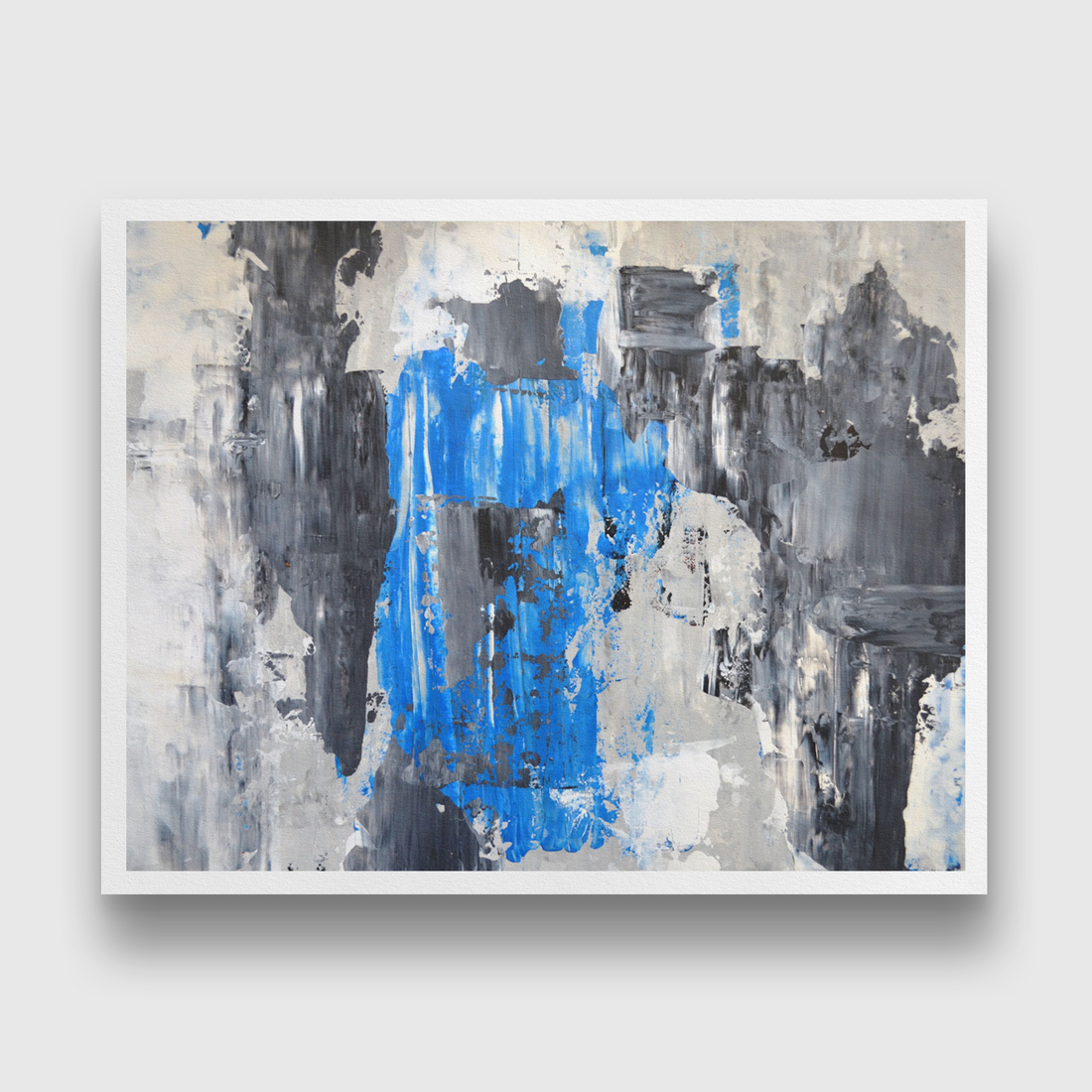 Grey Blue Abstract Paintings 4 : 3 Horizontal Premium Wall Art Canvas by MeriDeewar