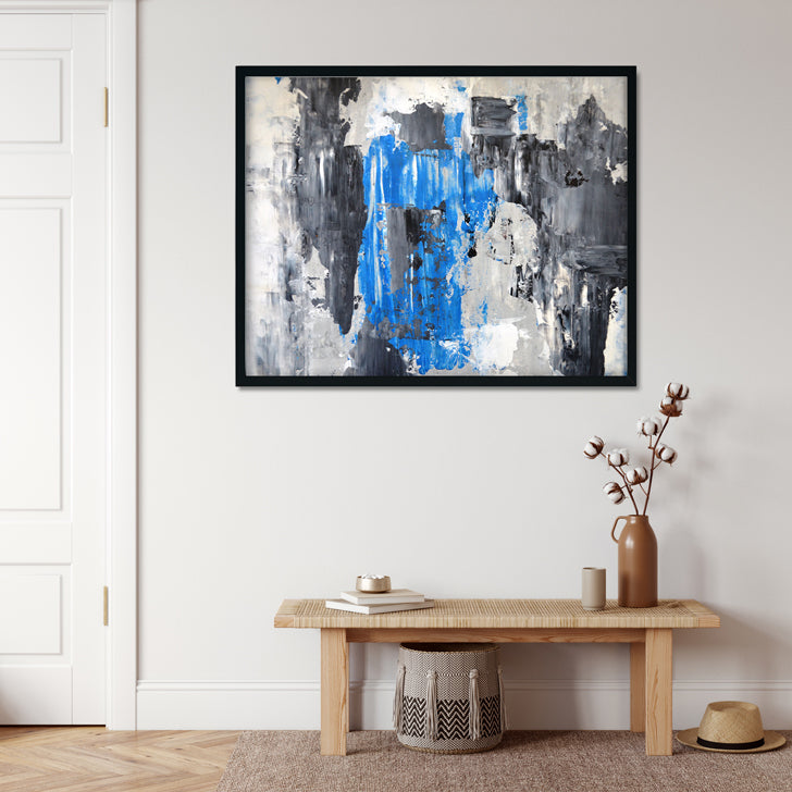 Grey Blue Abstract Paintings 4 : 3 Horizontal Premium Wall Art Canvas by MeriDeewar