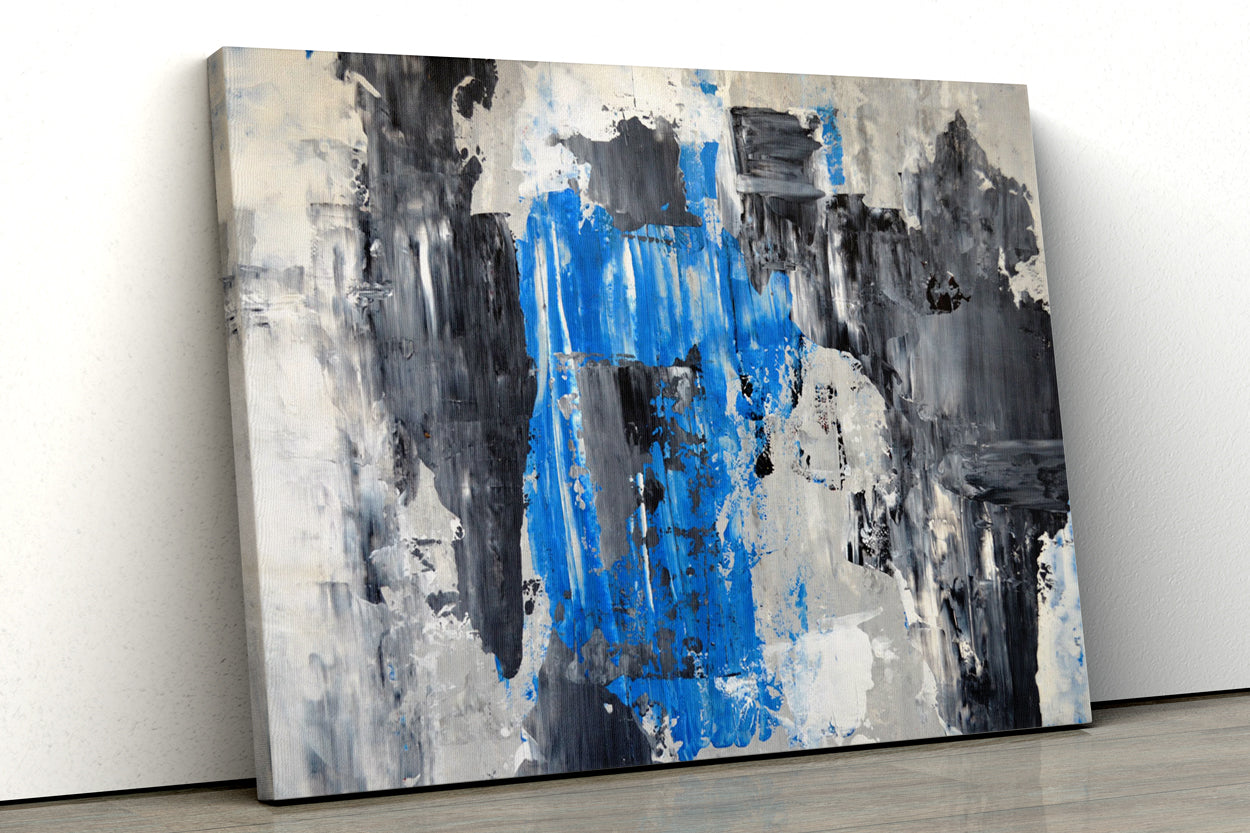 Grey Blue Abstract Paintings 4 : 3 Horizontal Premium Wall Art Canvas by MeriDeewar