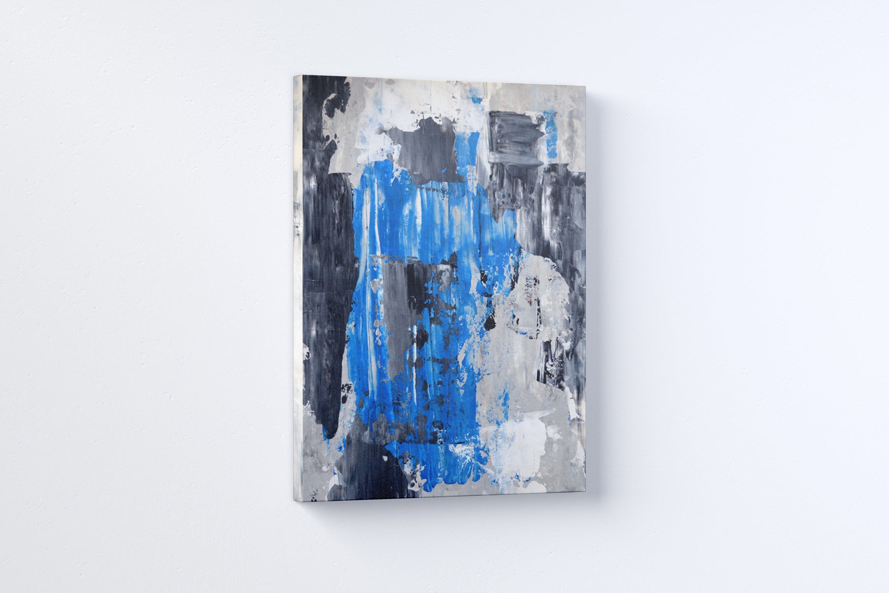 Grey Blue Abstract Paintings 4 : 3 Horizontal Premium Wall Art Canvas by MeriDeewar