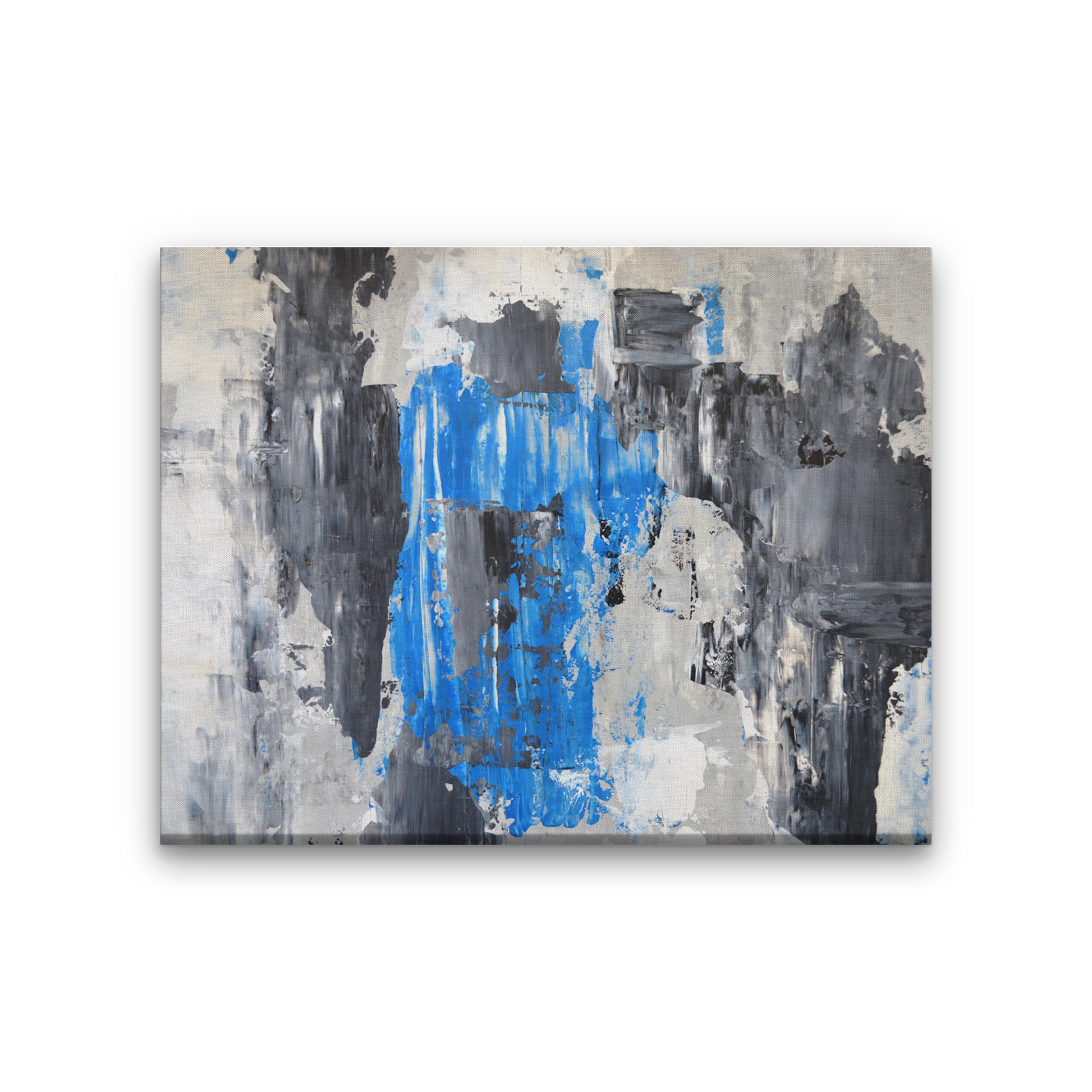 Grey Blue Abstract Paintings 4 : 3 Horizontal Premium Wall Art Canvas by MeriDeewar