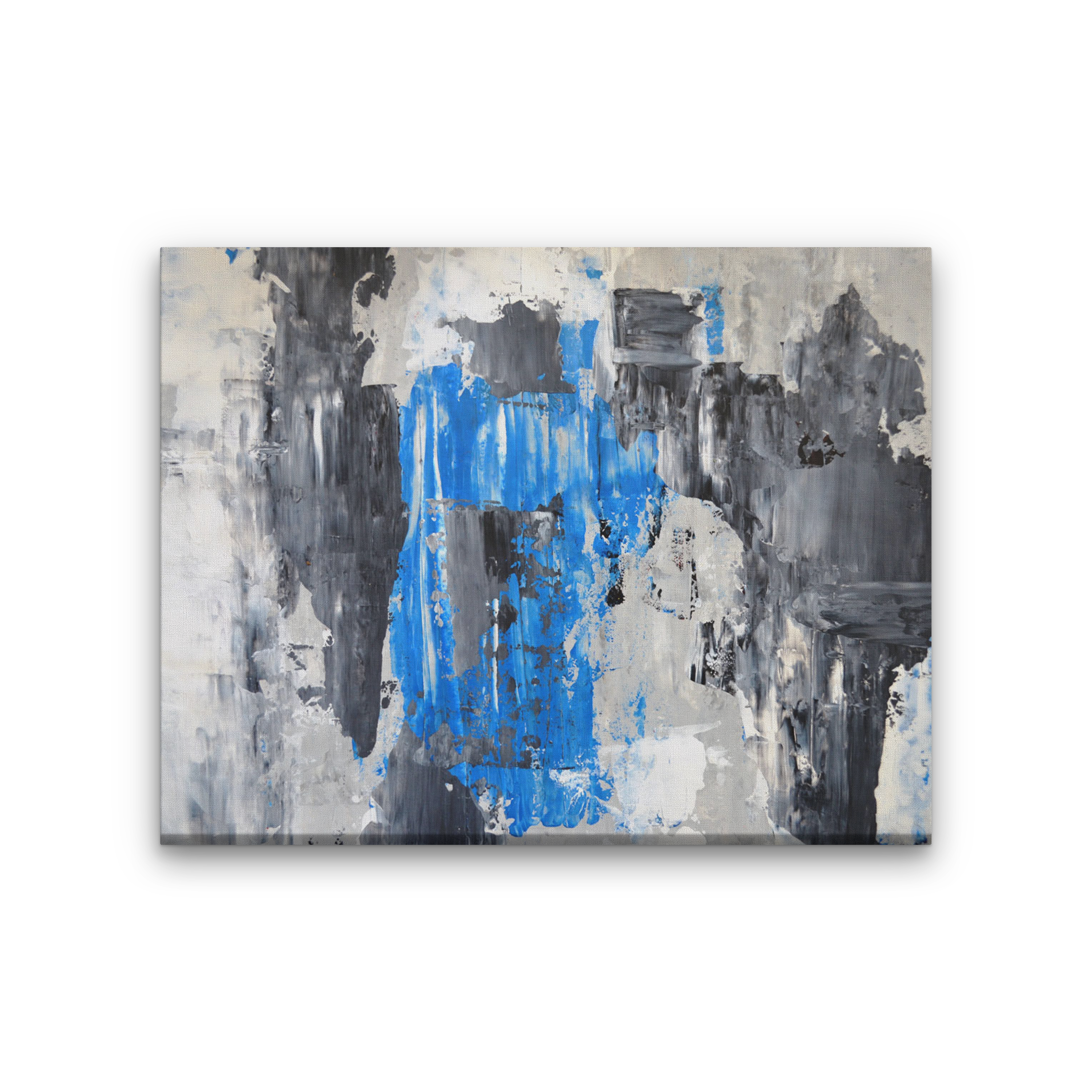 Grey Blue Abstract Paintings 4 : 3 Horizontal Premium Wall Art Canvas by MeriDeewar