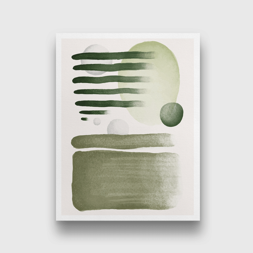 Grey green abstract Painting 3 : 4 Vertical Premium Wall Art Canvas by MeriDeewar