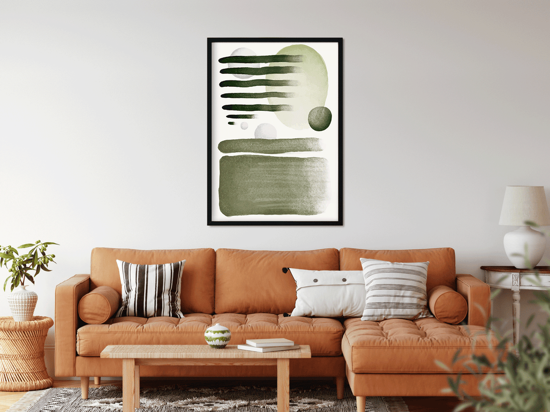 Grey green abstract Painting 3 : 4 Vertical Premium Wall Art Canvas by MeriDeewar