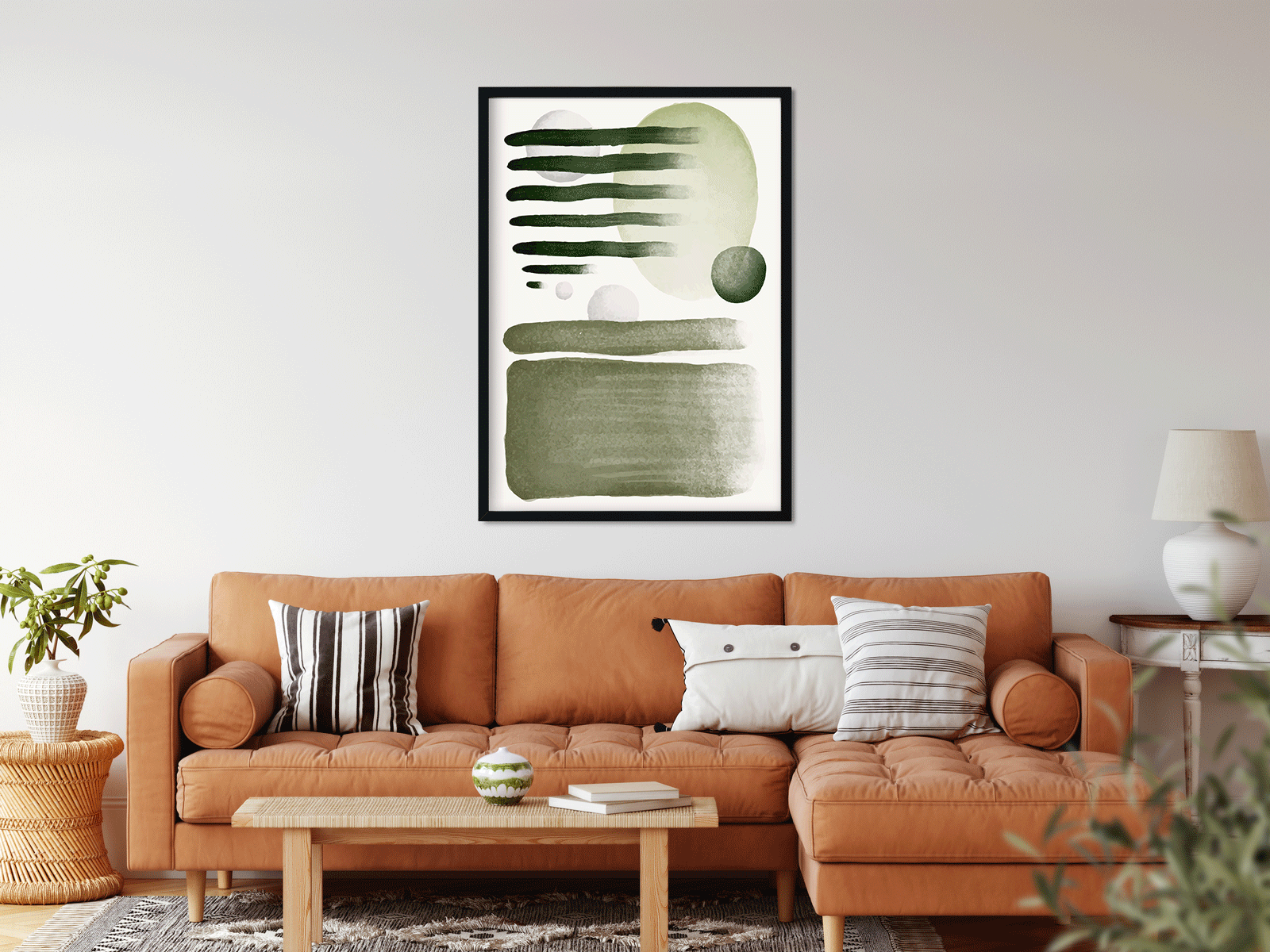 Grey green abstract Painting 3 : 4 Vertical Premium Wall Art Canvas by MeriDeewar