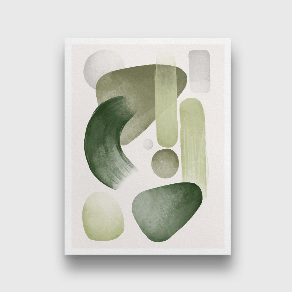 Grey green abstract watercolor Painting 3 : 4 Vertical Premium Wall Art Canvas by MeriDeewar