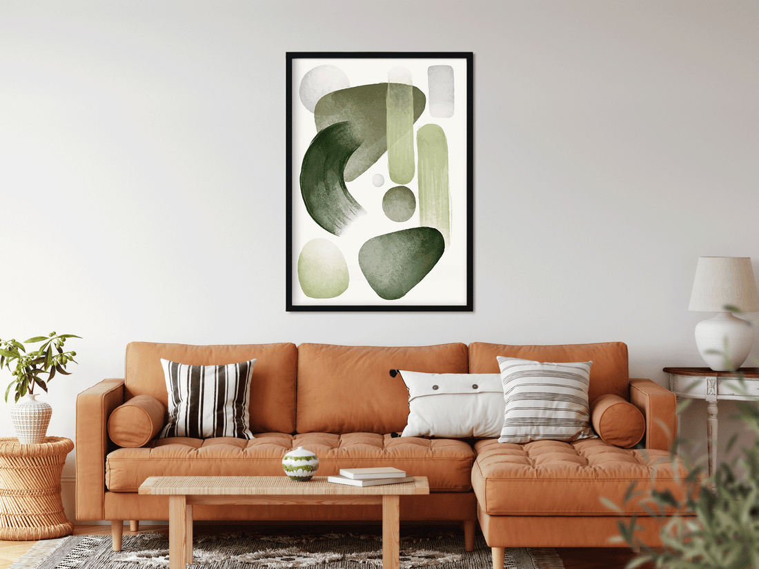 Grey green abstract watercolor Painting 3 : 4 Vertical Premium Wall Art Canvas by MeriDeewar