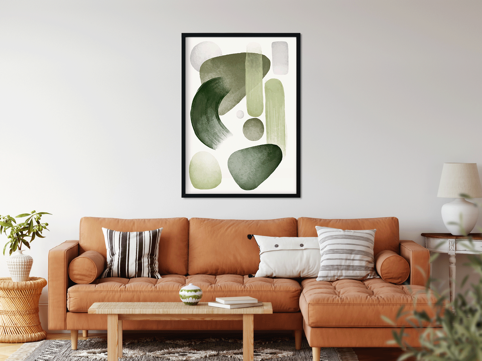 Grey green abstract watercolor Painting 3 : 4 Vertical Premium Wall Art Canvas by MeriDeewar
