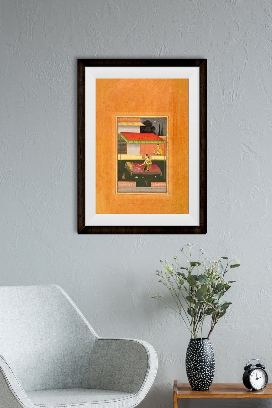 Gunakali Ragini, the Fifth Wife of Malkos Raga, Folio from a Ragamala (Garland of Melodies) Painting - Meri Deewar 2 : 3 Vertical Premium Wall Art Canvas by MeriDeewar