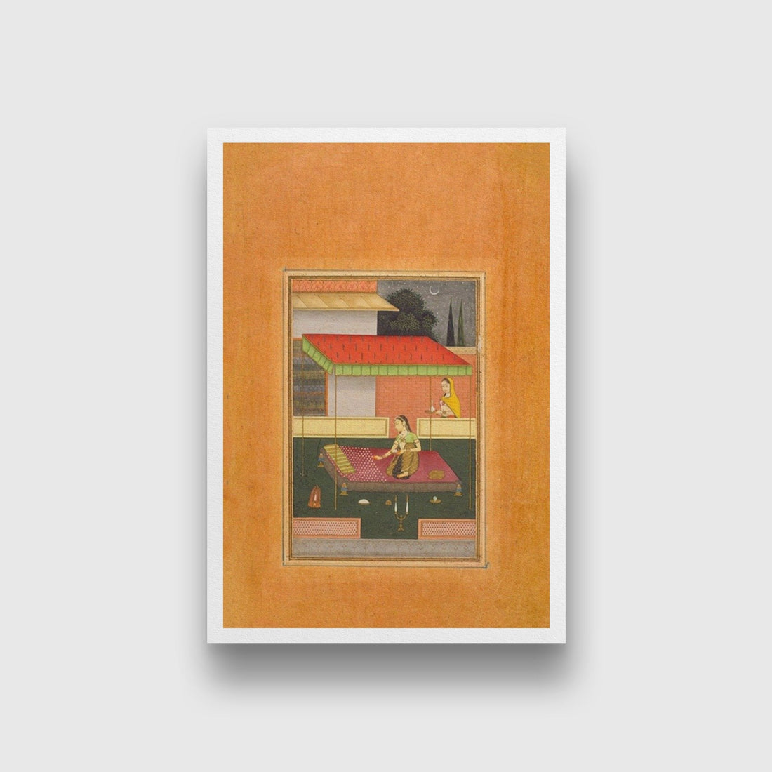 Gunakali Ragini, the Fifth Wife of Malkos Raga, Folio from a Ragamala (Garland of Melodies) Painting - Meri Deewar 2 : 3 Vertical Premium Wall Art Canvas by MeriDeewar
