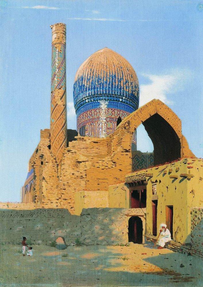 Gur emir mausoleum samarkand Painting - Meri Deewar 3 : 4.2 Vertical Premium Wall Art Canvas by MeriDeewar