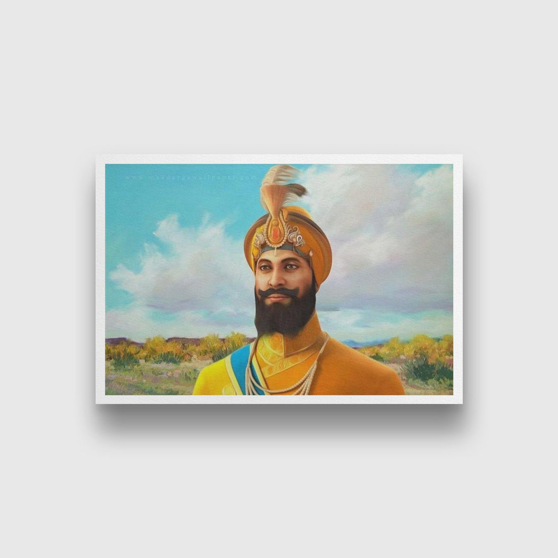 Guru Nanak Ji Painting - Meri Deewar 3 : 2 Horizontal Premium Wall Art Canvas by MeriDeewar