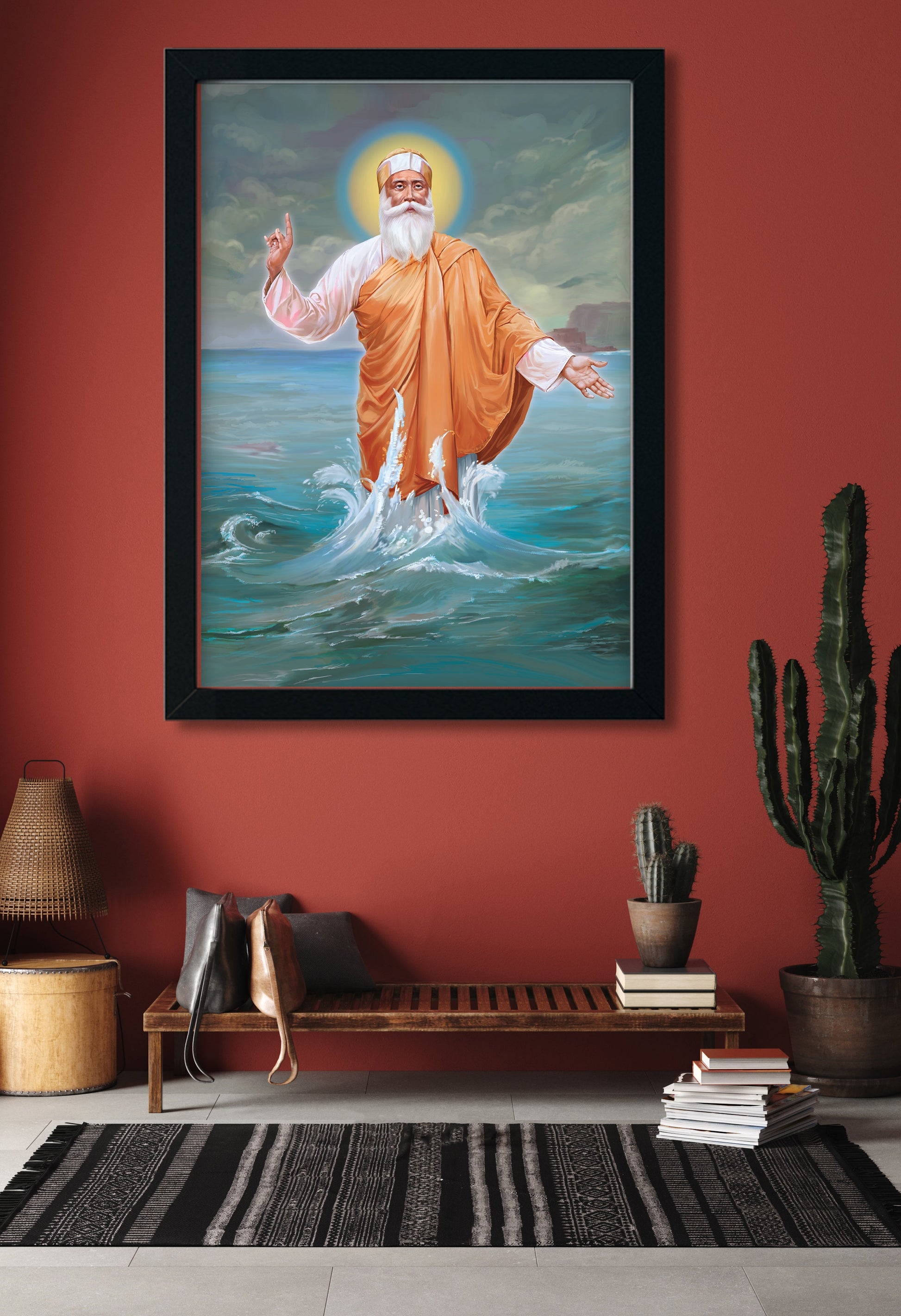 Guru Nanak Ji Painting 3 : 4.2 Vertical Premium Wall Art Canvas by MeriDeewar