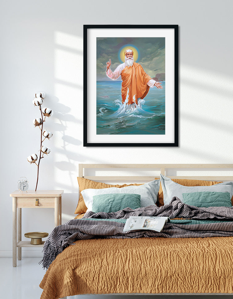 Guru Nanak Ji Painting 3 : 4.2 Vertical Premium Wall Art Canvas by MeriDeewar