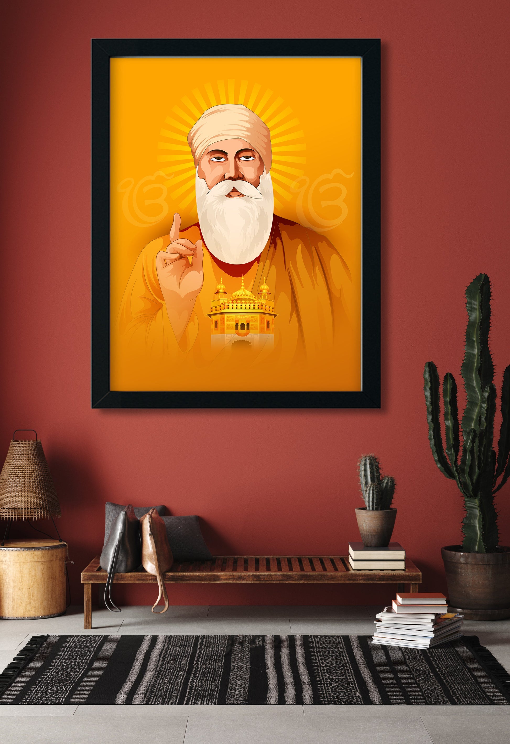 Guru Nanak Ji Painting 3 : 4 Vertical Premium Wall Art Canvas by MeriDeewar