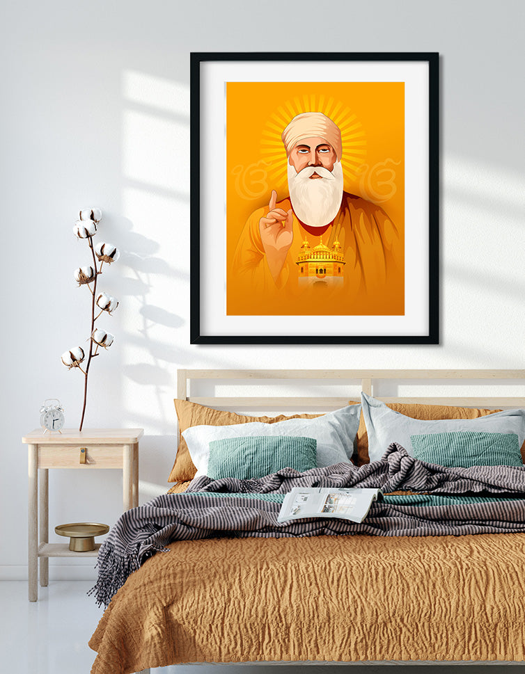 Guru Nanak Ji Painting 3 : 4 Vertical Premium Wall Art Canvas by MeriDeewar