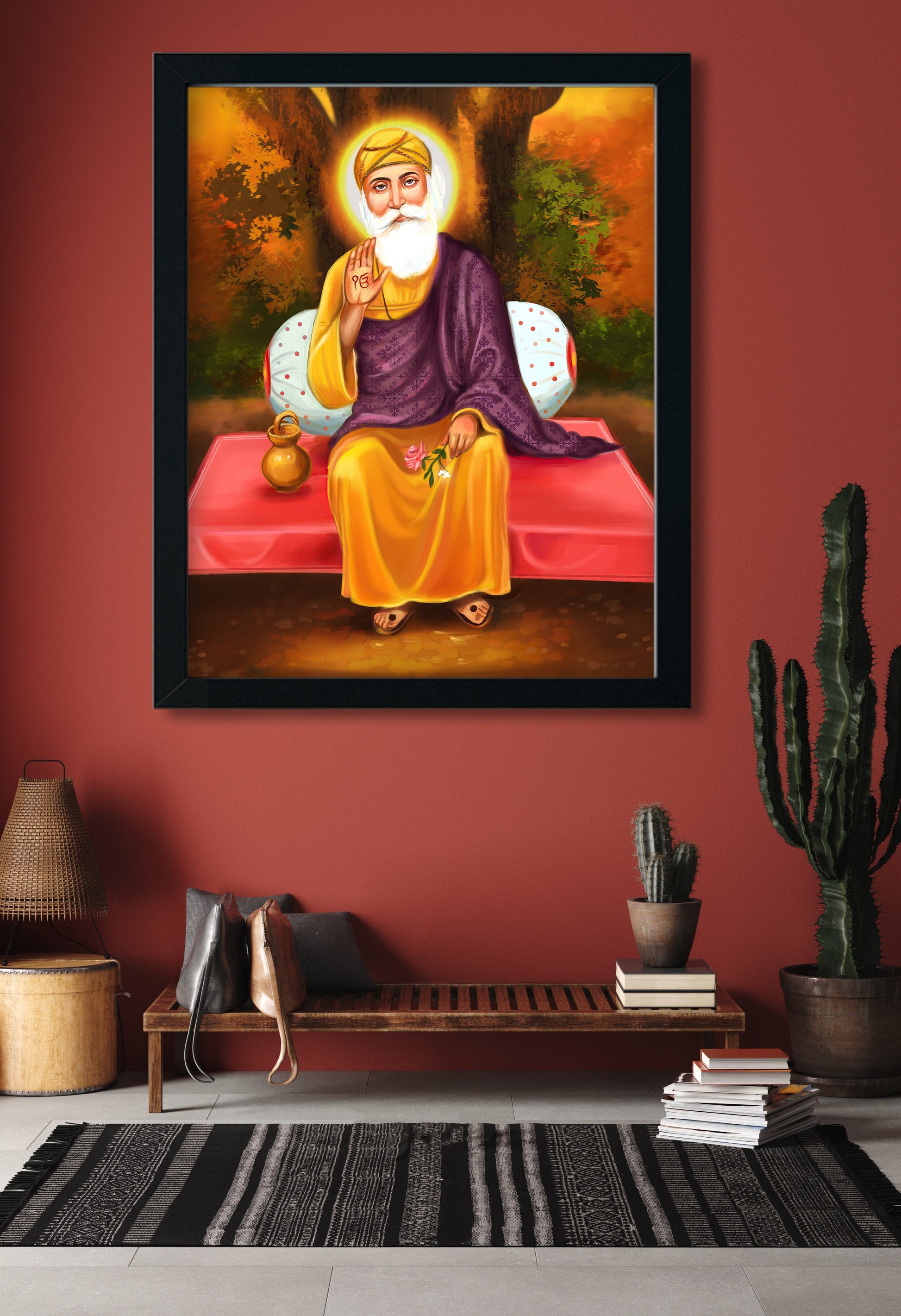 Guru Nanak Ji Painting 4 :5 Vertical Premium Wall Art Canvas by MeriDeewar
