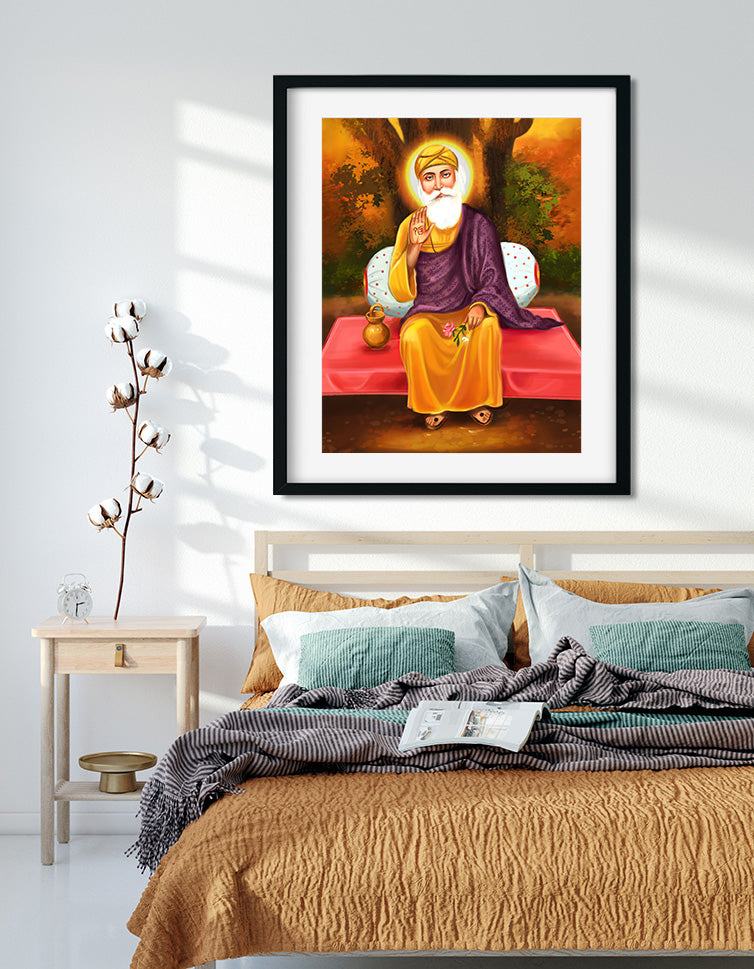 Guru Nanak Ji Painting 4 :5 Vertical Premium Wall Art Canvas by MeriDeewar