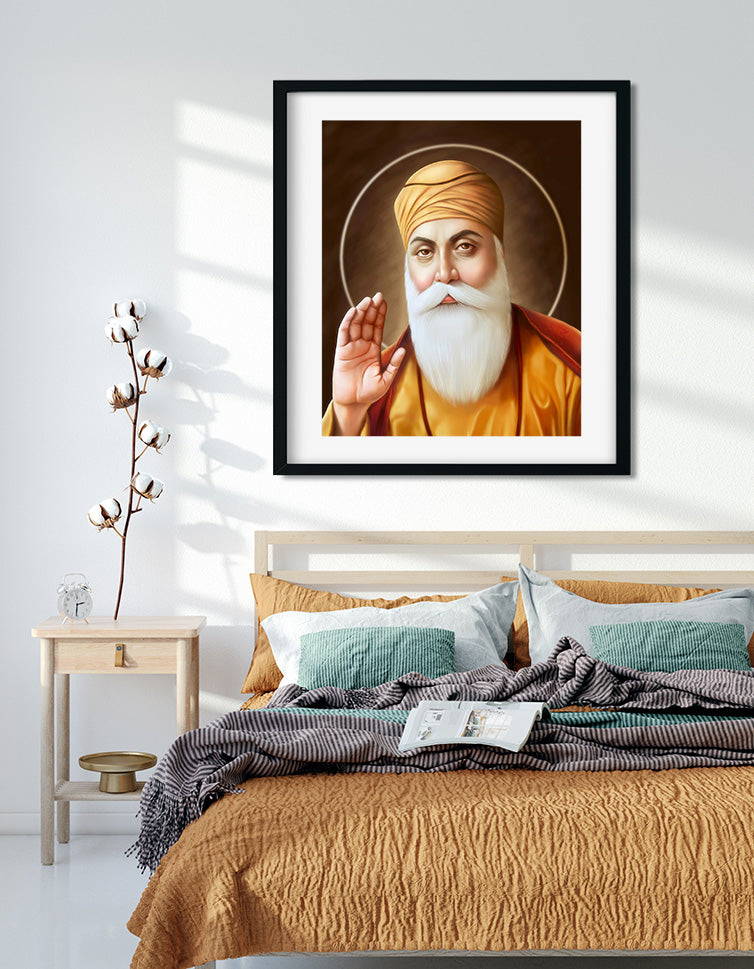 Guru Nanak Ji Painting 5 : 6 Vertical Premium Wall Art Canvas by MeriDeewar