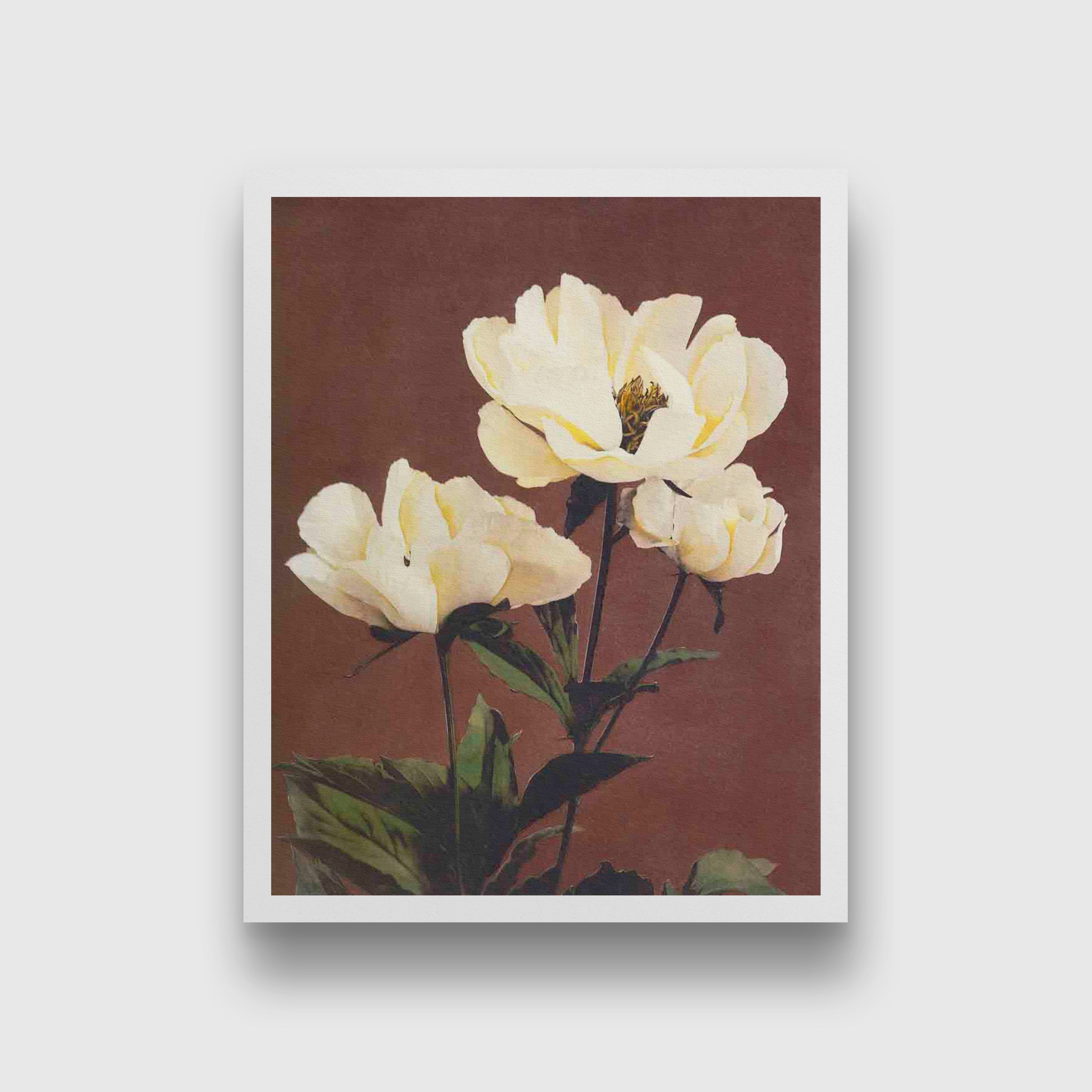 Hærdaceous Peony painting 4 :5 Vertical Premium Wall Art Canvas by MeriDeewar