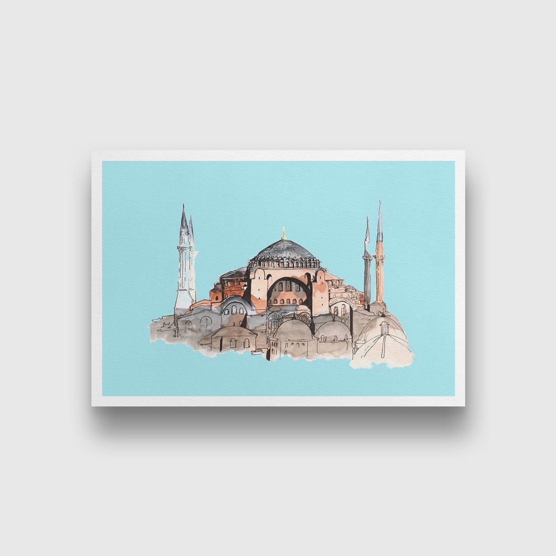 Hagia Sophia Illustration Painting - Meri Deewar 3 : 2 Horizontal Premium Wall Art Canvas by MeriDeewar