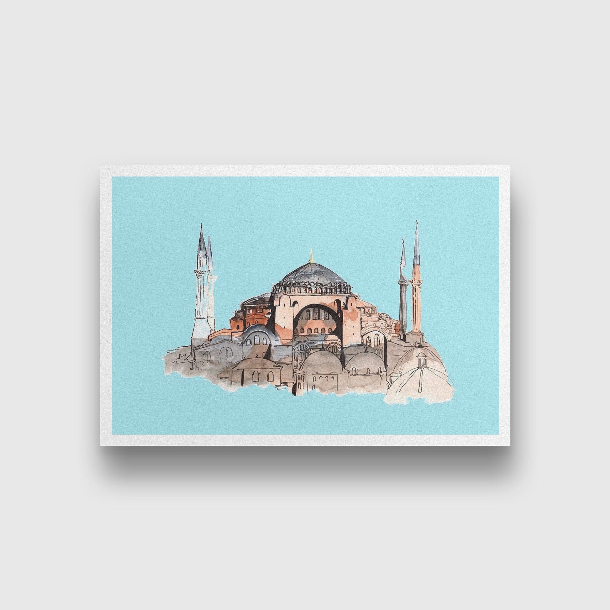 Hagia Sophia Illustration Painting - Meri Deewar 3 : 2 Horizontal Premium Wall Art Canvas by MeriDeewar