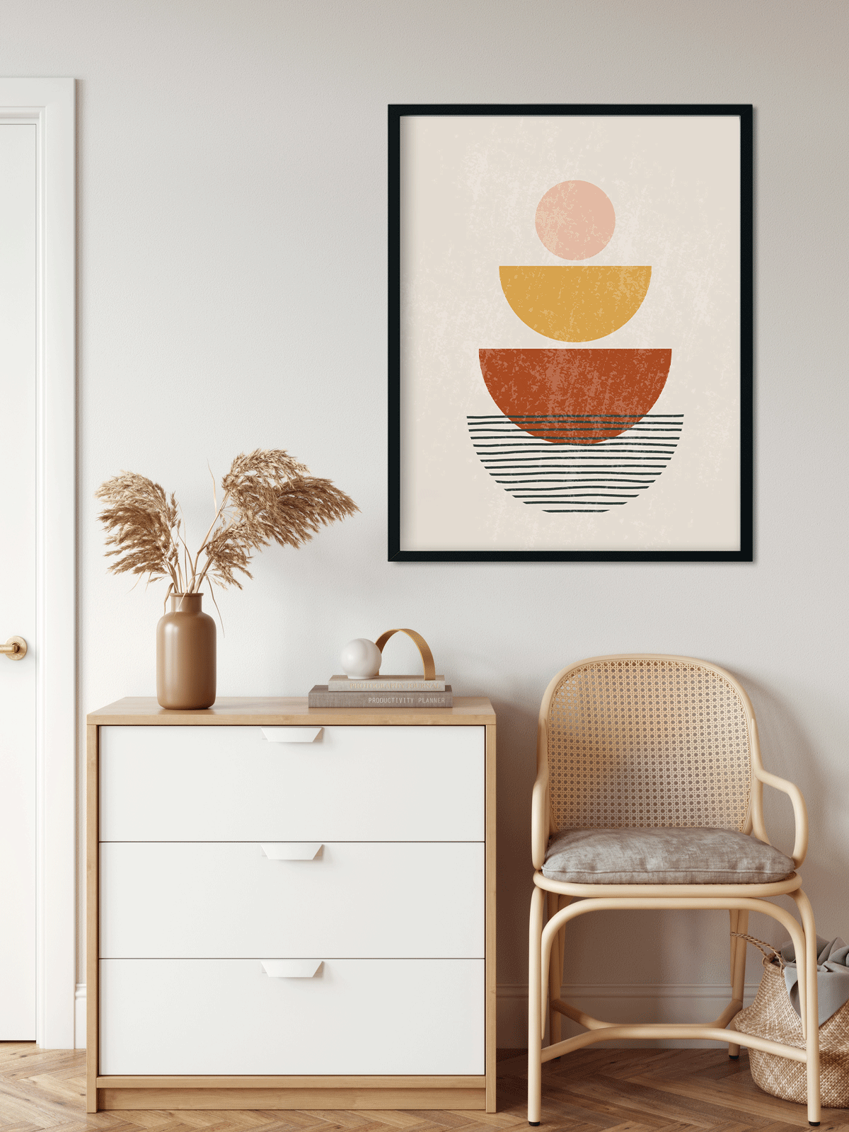 Half abstract geometric Painting 3 : 4 Vertical Premium Wall Art Canvas by MeriDeewar