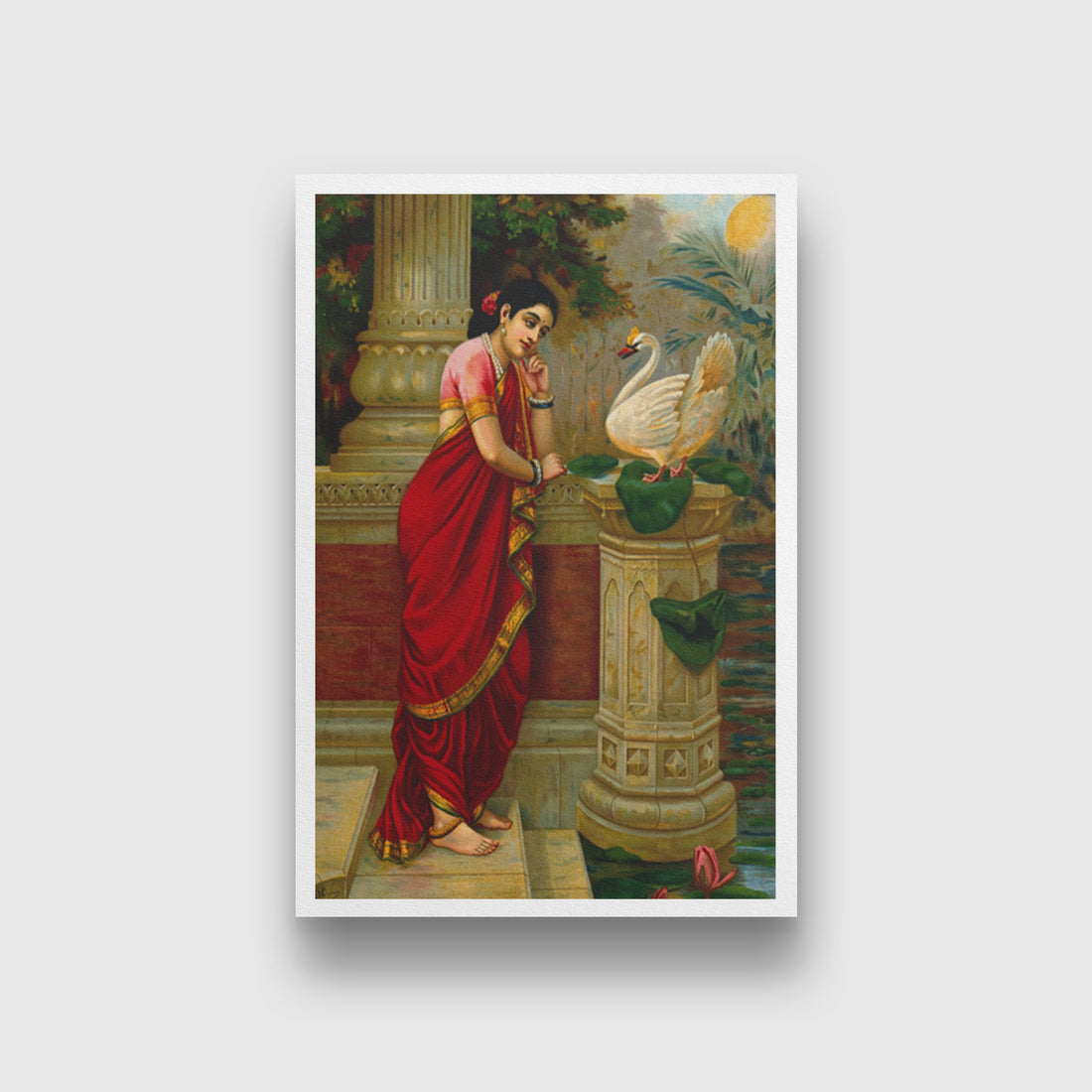 Hamsa damayanti By Raja Ravi Varma Painting - Meri Deewar 2 : 3 Vertical Premium Wall Art Canvas by MeriDeewar