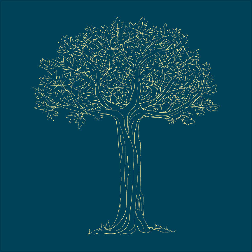 Hand Drawn Tree painting 1 : 1 Square Premium Wall Art Canvas by MeriDeewar