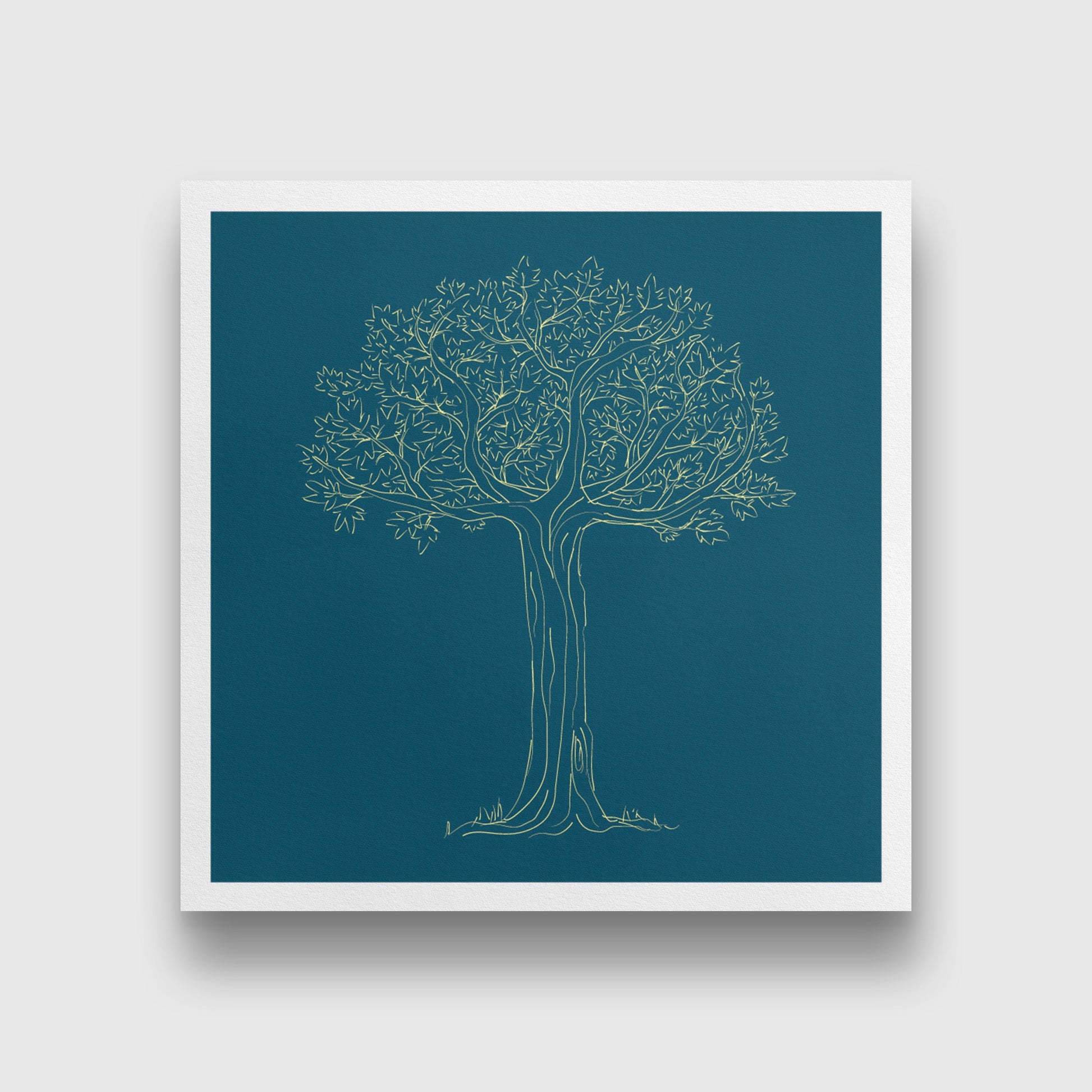 Hand Drawn Tree painting 1 : 1 Square Premium Wall Art Canvas by MeriDeewar