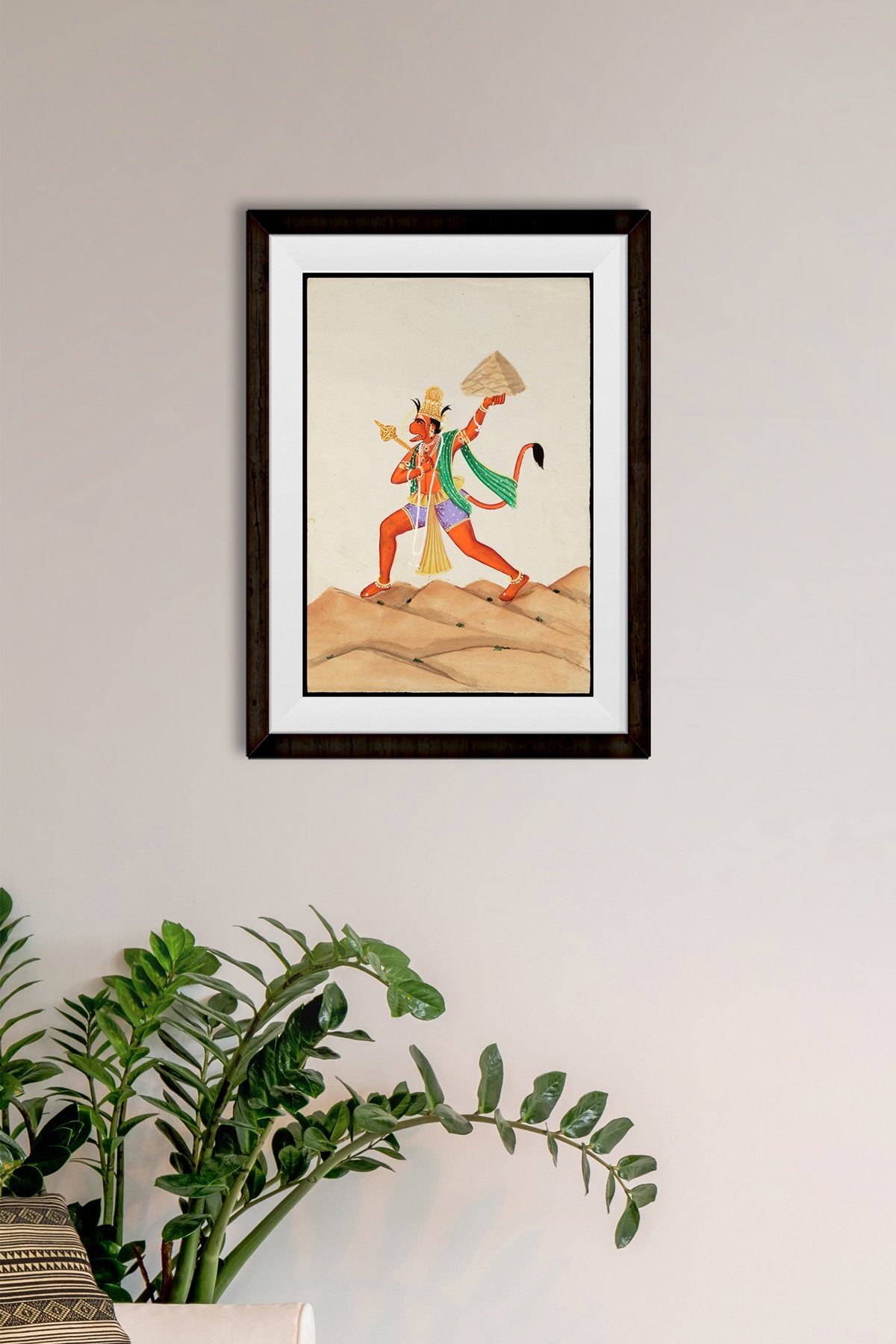 Hanuman carrying the mountain Painting - Meri Deewar 2 : 3 Vertical Premium Wall Art Canvas by MeriDeewar