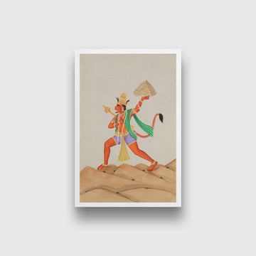 Hanuman carrying the mountain Painting - Meri Deewar 2 : 3 Vertical Premium Wall Art Canvas by MeriDeewar
