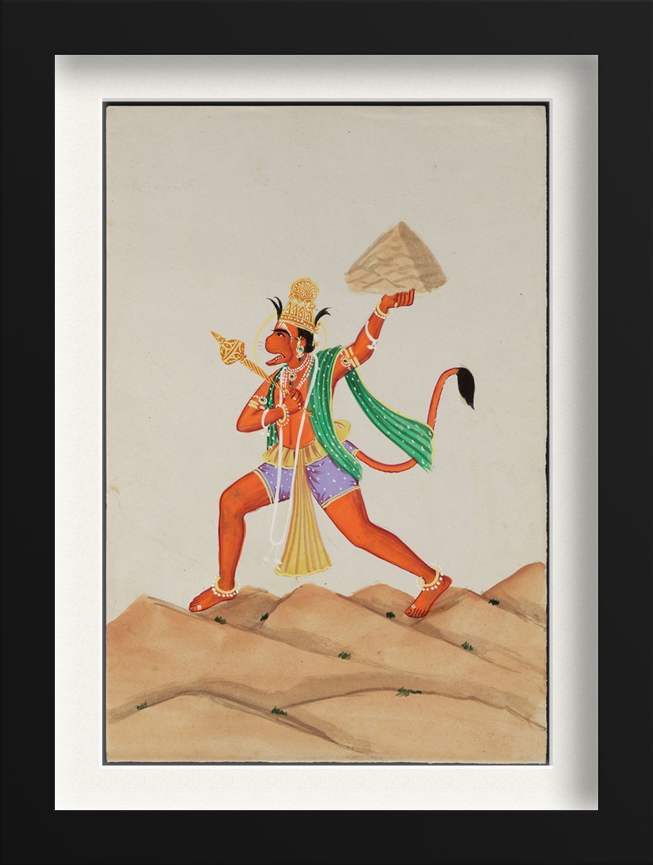 Hanuman carrying the mountain Painting - Meri Deewar 2 : 3 Vertical Premium Wall Art Canvas by MeriDeewar