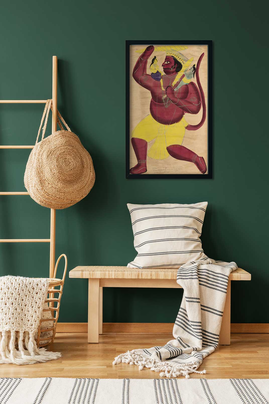 Hanuman Painting 1 : 2 Vertical Premium Wall Art Canvas by MeriDeewar