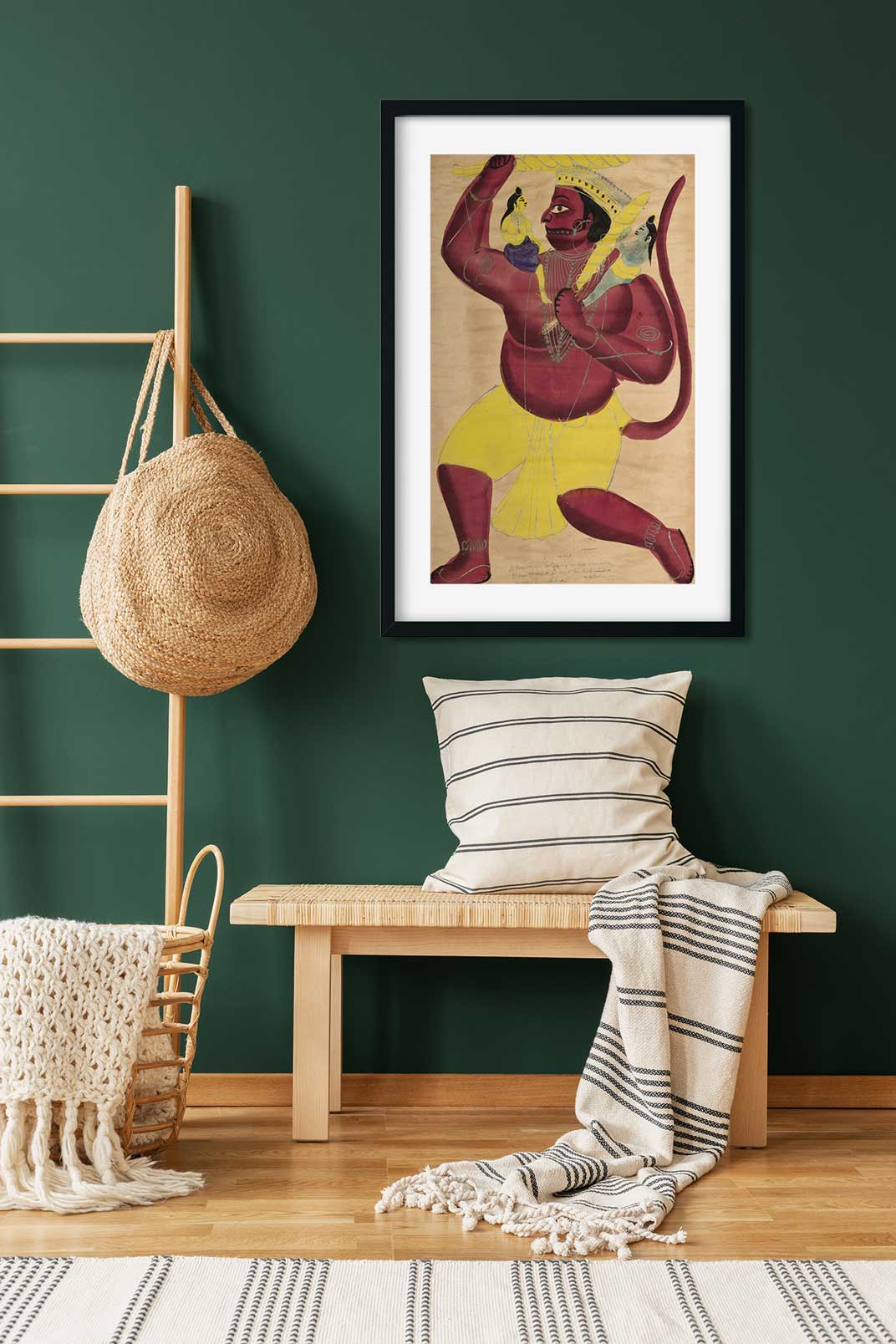 Hanuman Painting 1 : 2 Vertical Premium Wall Art Canvas by MeriDeewar
