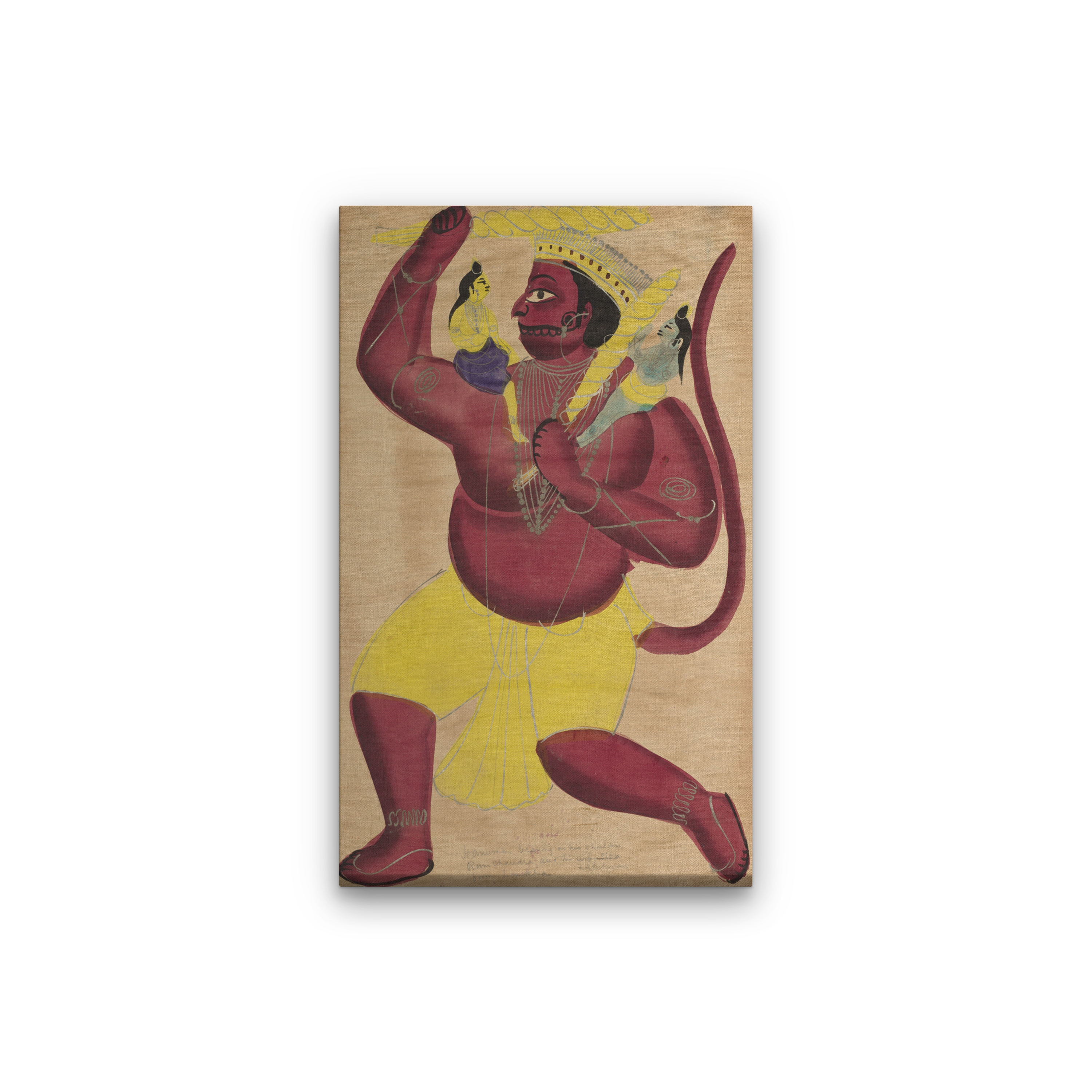 Hanuman Painting 1 : 2 Vertical Premium Wall Art Canvas by MeriDeewar