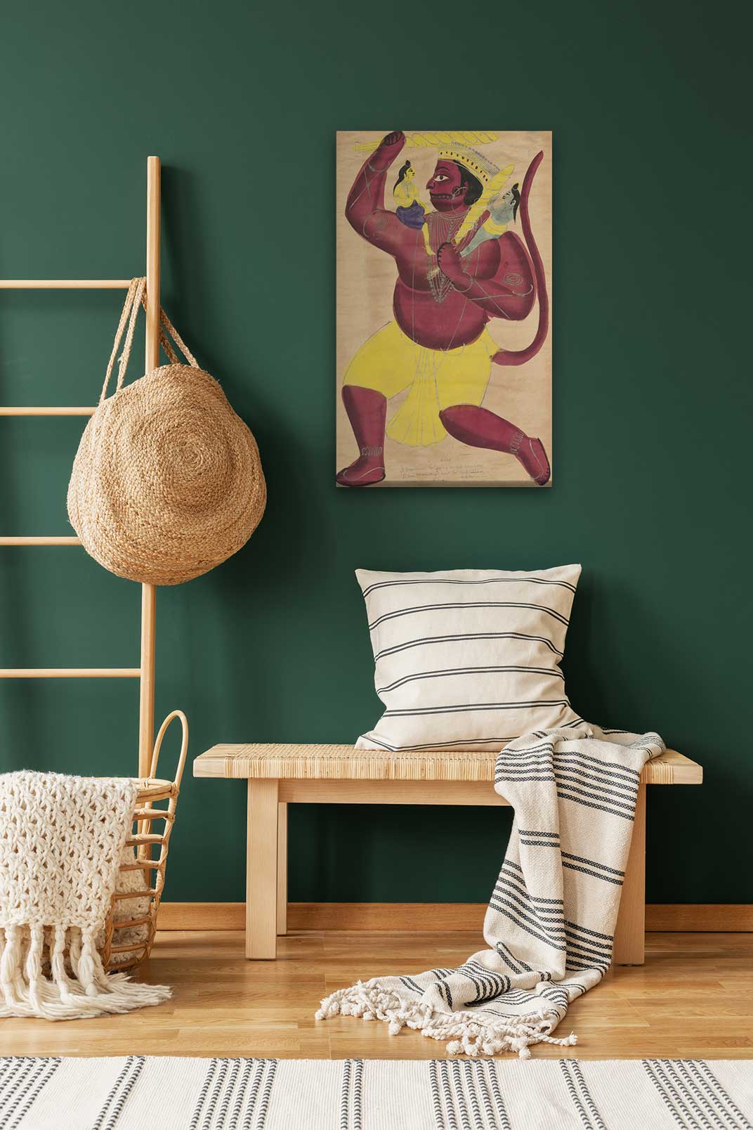 Hanuman Painting 1 : 2 Vertical Premium Wall Art Canvas by MeriDeewar
