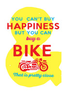 Happiness is having a bike Poster Poster A3 / Poster Premium Wall Art Canvas by MeriDeewar