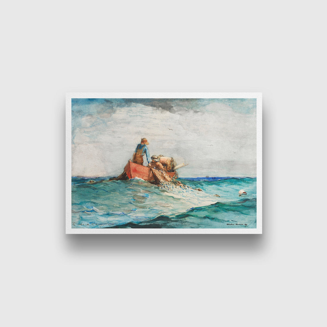 Hauling in the Nets painting - Meri Deewar 3 : 2 Horizontal Premium Wall Art Canvas by MeriDeewar